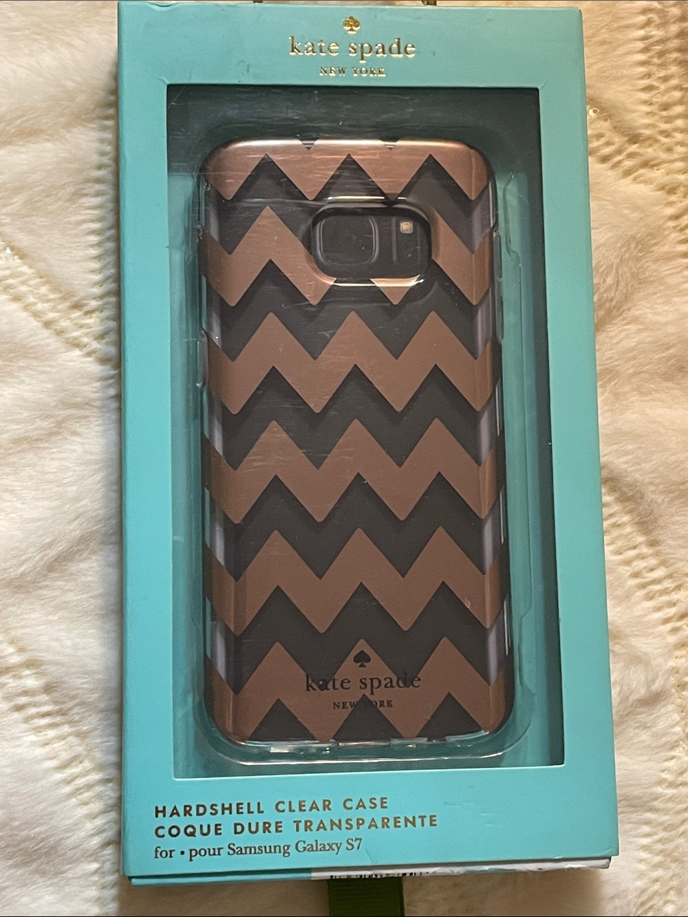 kate spade Hardshell Clear Case for Samsung Galaxy S7 - Black & Gold Chevron